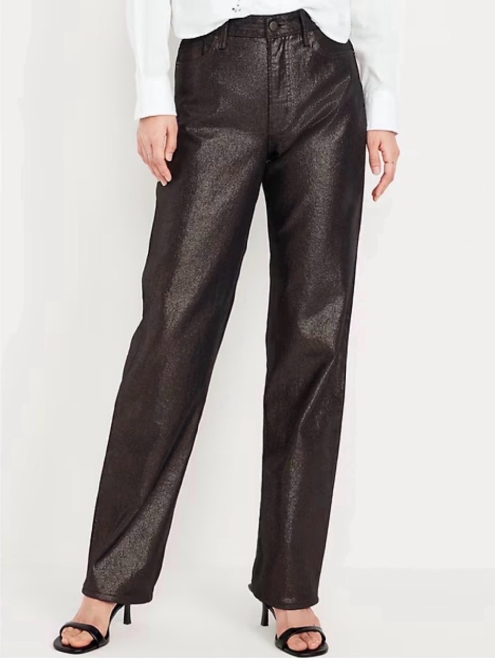 Old Navy Metallic Brown Straight-Leg Jeans